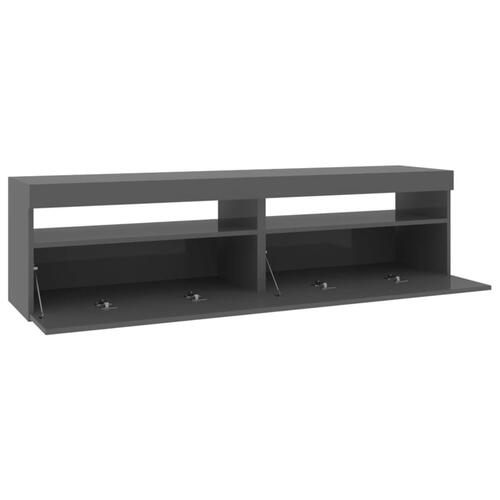 Tv-borde 2 stk. med LED-lys 75x35x40 cm grå højglans