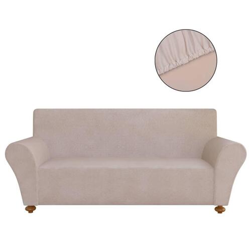 Sofaovertræk, stræk, beige, polyesterjersey