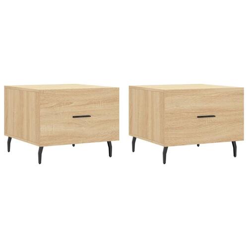 Sofaborde 2 stk. 50x50x40 cm konstrueret træ sonoma-eg
