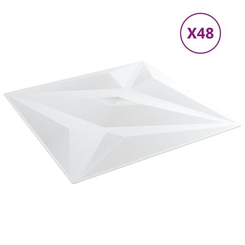 Vægpaneler 48 stk. 50x50 cm 12 m² XPS stjerne hvid