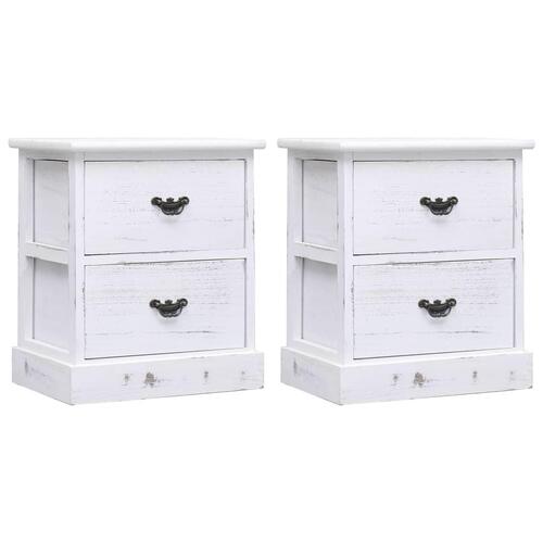 Sengeborde 2 stk. 38 x 28 x 45 cm kejsertræ hvid