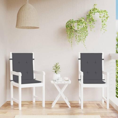 Stolehynder med lav ryg 2 stk. 100x50x4 cm stof antracitgrå