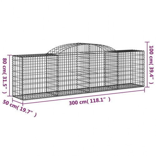 Buede gabionkurve - 9 stk. 300×50×80/100 cm i galvaniseret jern