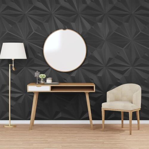 Vægpaneler 12 stk. 50x50 cm 3 m² XPS stjerne sort