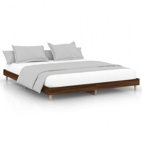 Sengeramme 140x200 cm uden madras konstrueret træ brunt eg