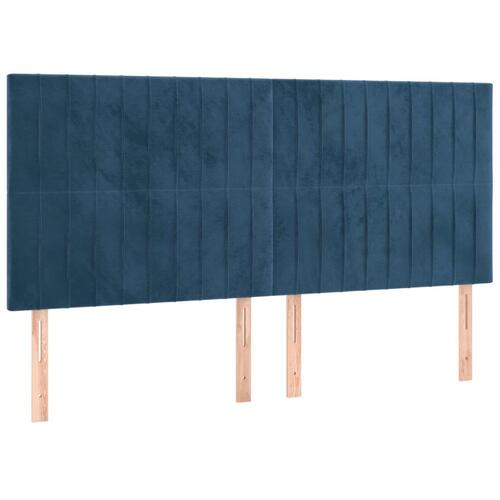 Sengegavl med LED-lys 200x5x118/128 cm fløjl mørkeblå