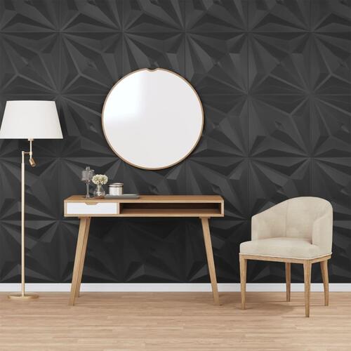 Vægpaneler 24 stk. 50x50 cm 6 m² XPS stjerne sort