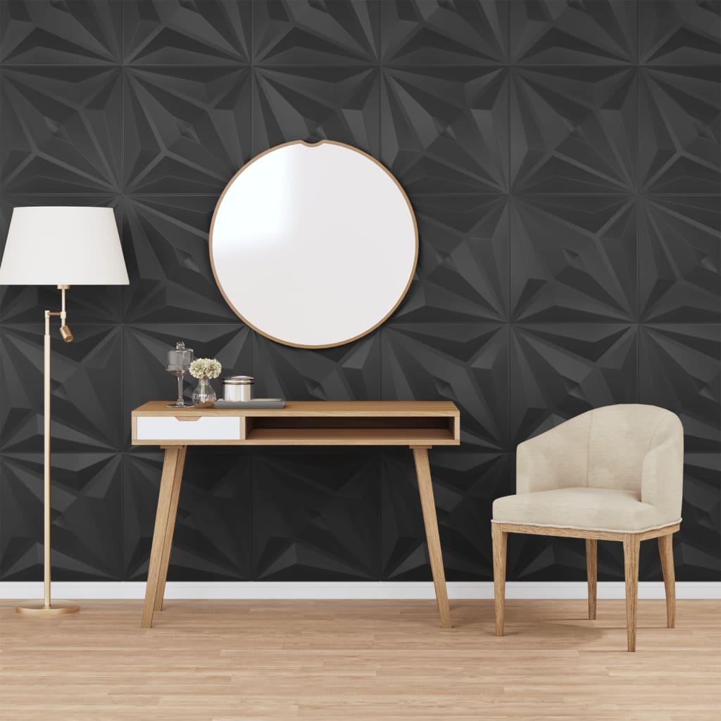 Vægpaneler 24 stk. 50x50 cm 6 m² XPS stjerne sort