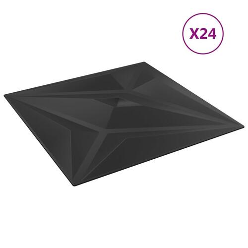 Vægpaneler 24 stk. 50x50 cm 6 m² XPS stjerne sort