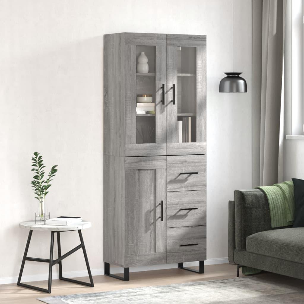 Højskab 69,5x34x180 cm konstrueret træ grå sonoma-eg billede