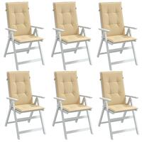 Stolehynder med høj ryg 6 stk. 120x50x7 cm stof beige