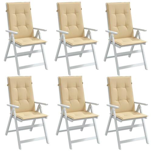 Stolehynder med høj ryg 6 stk. 120x50x7 cm stof beige
