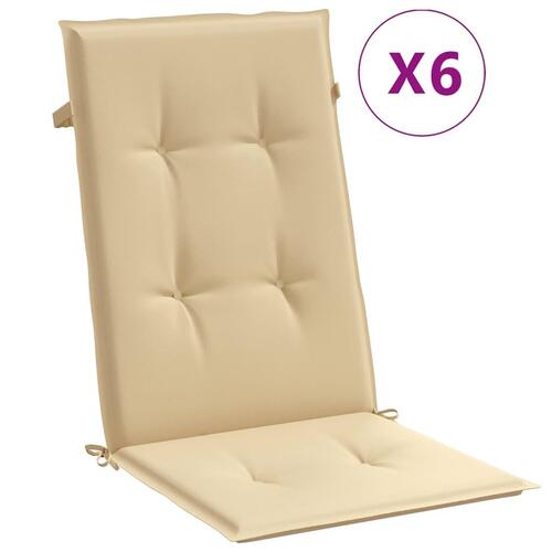 Stolehynder med høj ryg 6 stk. 120x50x7 cm stof beige