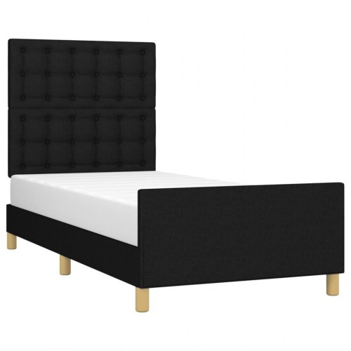 Sengeramme med sengegavl 90×200 cm - stof, sort