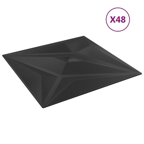 Vægpaneler 48 stk. 50x50 cm 12 m² XPS stjerne sort