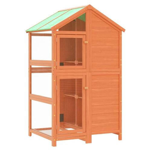 Fuglebur 97x81x152 cm massivt fyrretræ brun