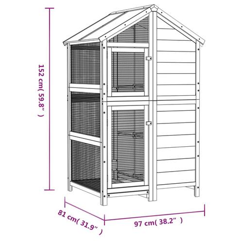 Fuglebur 97x81x152 cm massivt fyrretræ brun