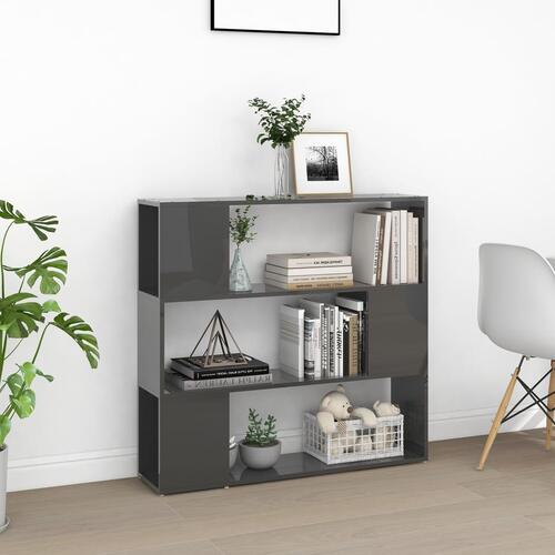 Bogskab/rumdeler 100x24x94 cm spånplade grå højglans