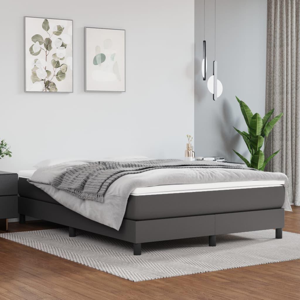 Kontinentalseng med madras 140x200 cm kunstlæder grå