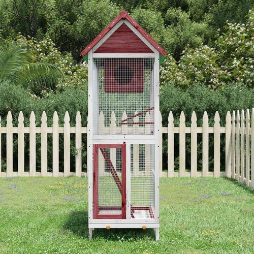 Fuglebur 60x58,5x160 cm massivt fyrretræ mokkafarvet