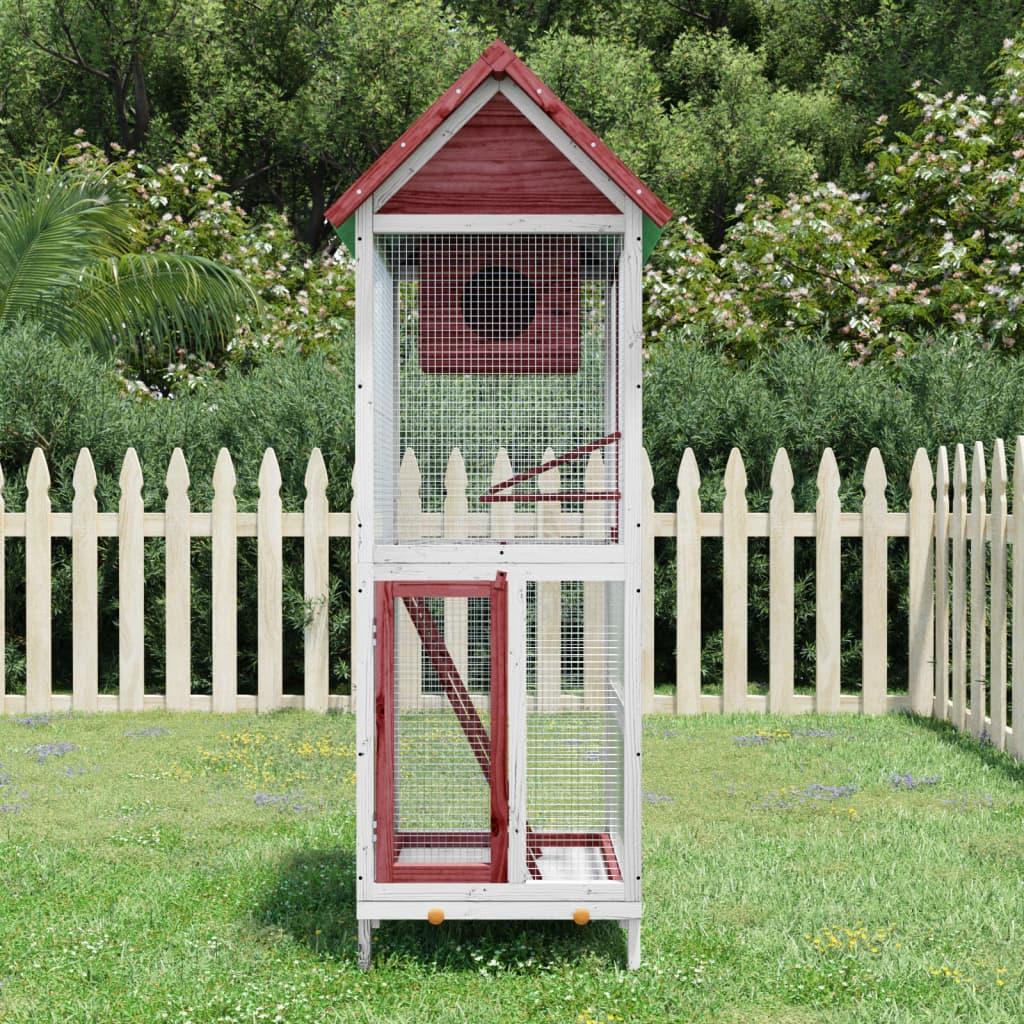 Fuglebur 60x58,5x160 cm massivt fyrretræ mokkafarvet