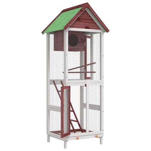 Fuglebur 60x58,5x160 cm massivt fyrretræ mokkafarvet