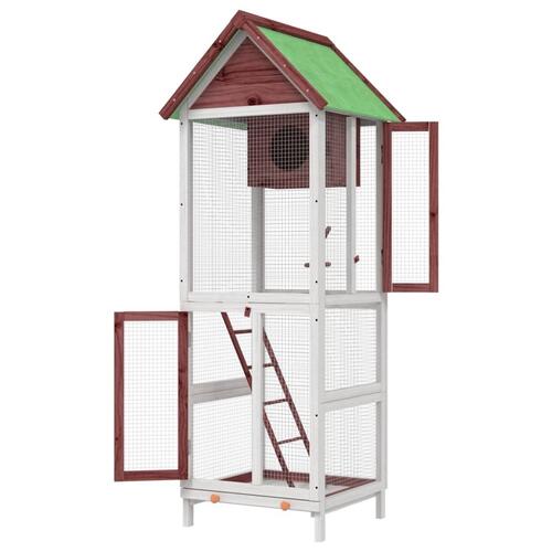 Fuglebur 60x58,5x160 cm massivt fyrretræ mokkafarvet