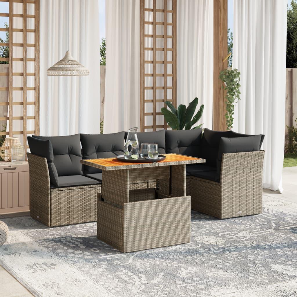 Sofasæt 5 dele med hynder polyrattan grå