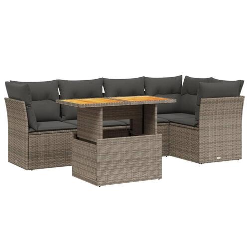 Sofasæt 5 dele med hynder polyrattan grå