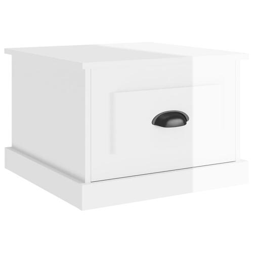 Sofabord 50x50x35 cm konstrueret træ hvid højglans