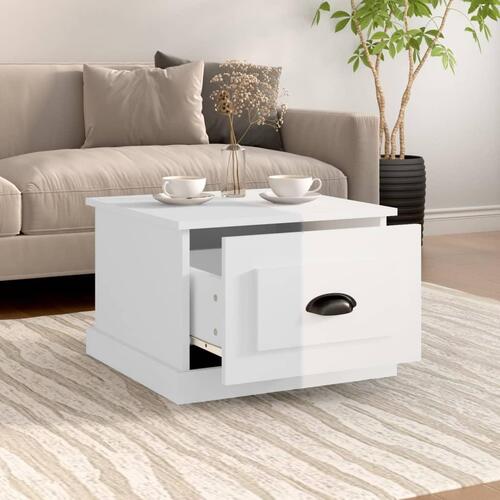 Sofabord 50x50x35 cm konstrueret træ hvid højglans