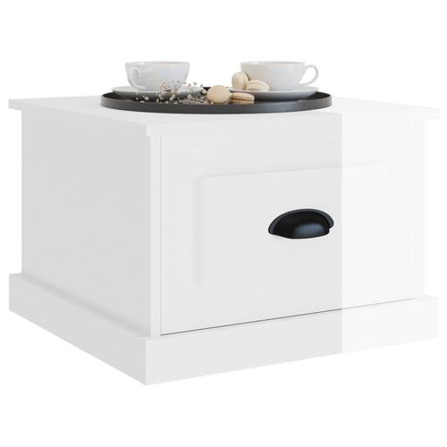 Sofabord 50x50x35 cm konstrueret træ hvid højglans