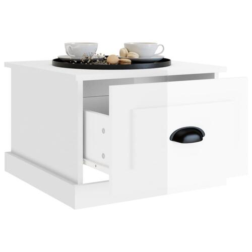Sofabord 50x50x35 cm konstrueret træ hvid højglans
