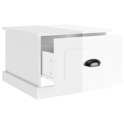 Sofabord 50x50x35 cm konstrueret træ hvid højglans