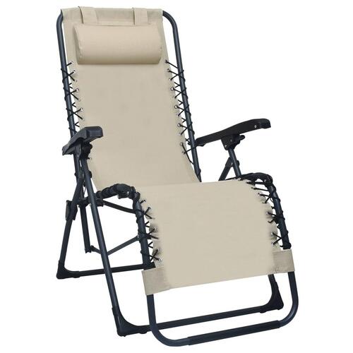 Foldbare havestole 2 stk. textilene cremefarvet