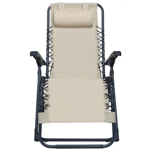 Foldbare havestole 2 stk. textilene cremefarvet