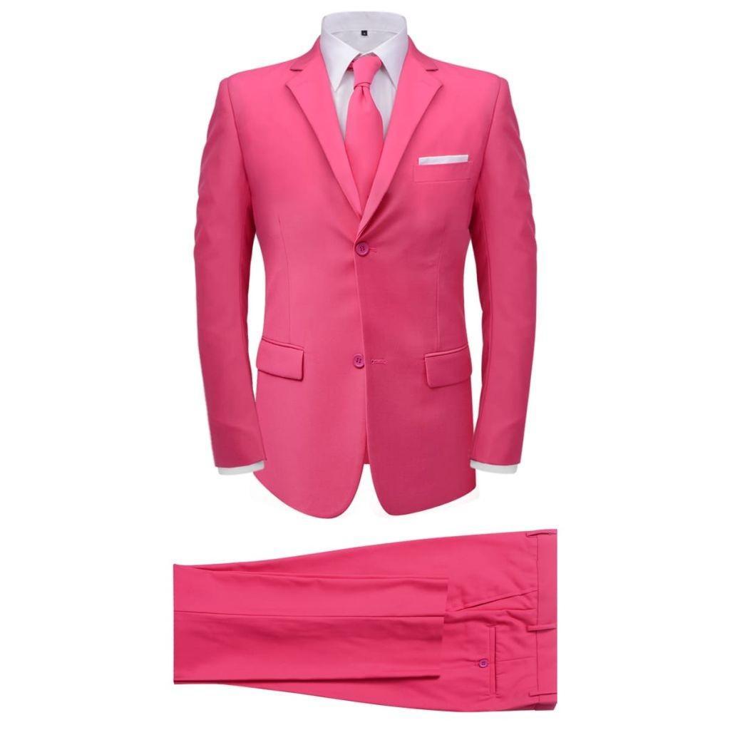 Mænd 2 Jakkesæt med Slips Pink Størrelse 50