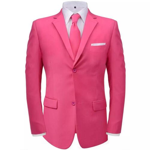 Mænd 2 Jakkesæt med Slips Pink Størrelse 50