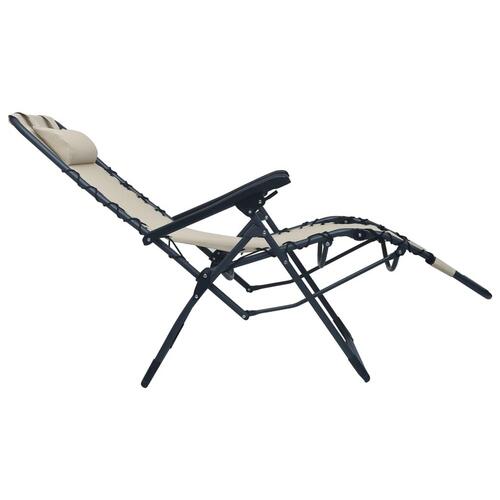 Foldbare havestole 2 stk. textilene cremefarvet