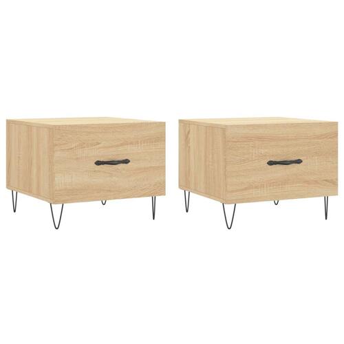 Sofaborde 2 stk. 50x50x40 cm konstrueret træ sonoma-eg
