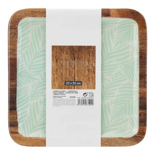 Borddekoration GMC-174-2375-2 Hvid Brun Grøn Polyester Polyuretan Harpiks Mangotræ 25 x 25 cm 25,4 x 2,54 x 25,4 cm B