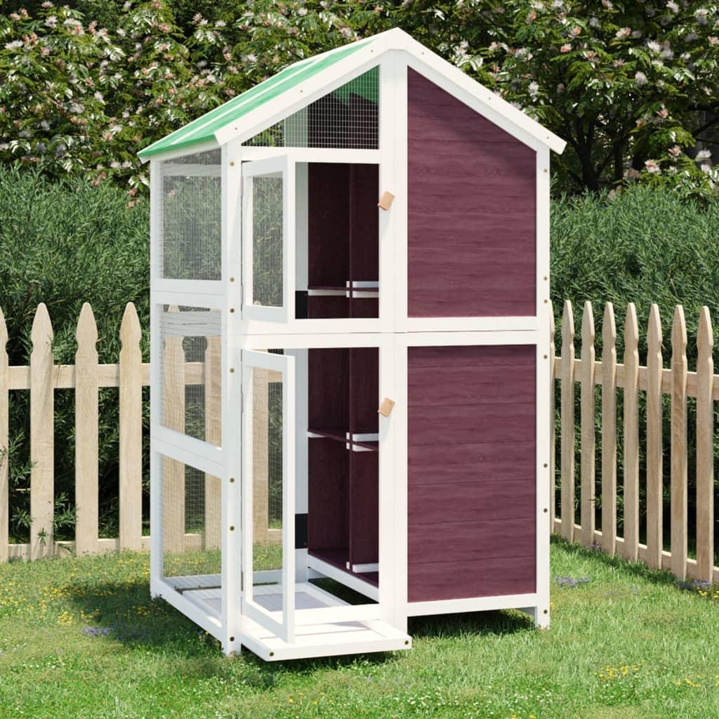 Fuglebur 97x81x152 cm massivt fyrretræ mokkafarvet billede