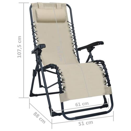 Foldbare havestole 2 stk. textilene cremefarvet