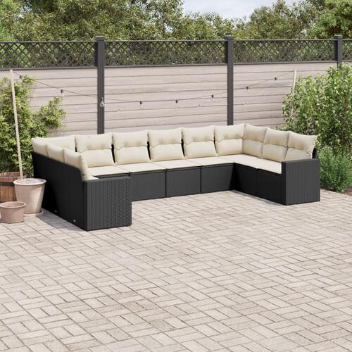 Sofasæt til haven 10 dele med hynder polyrattan sort