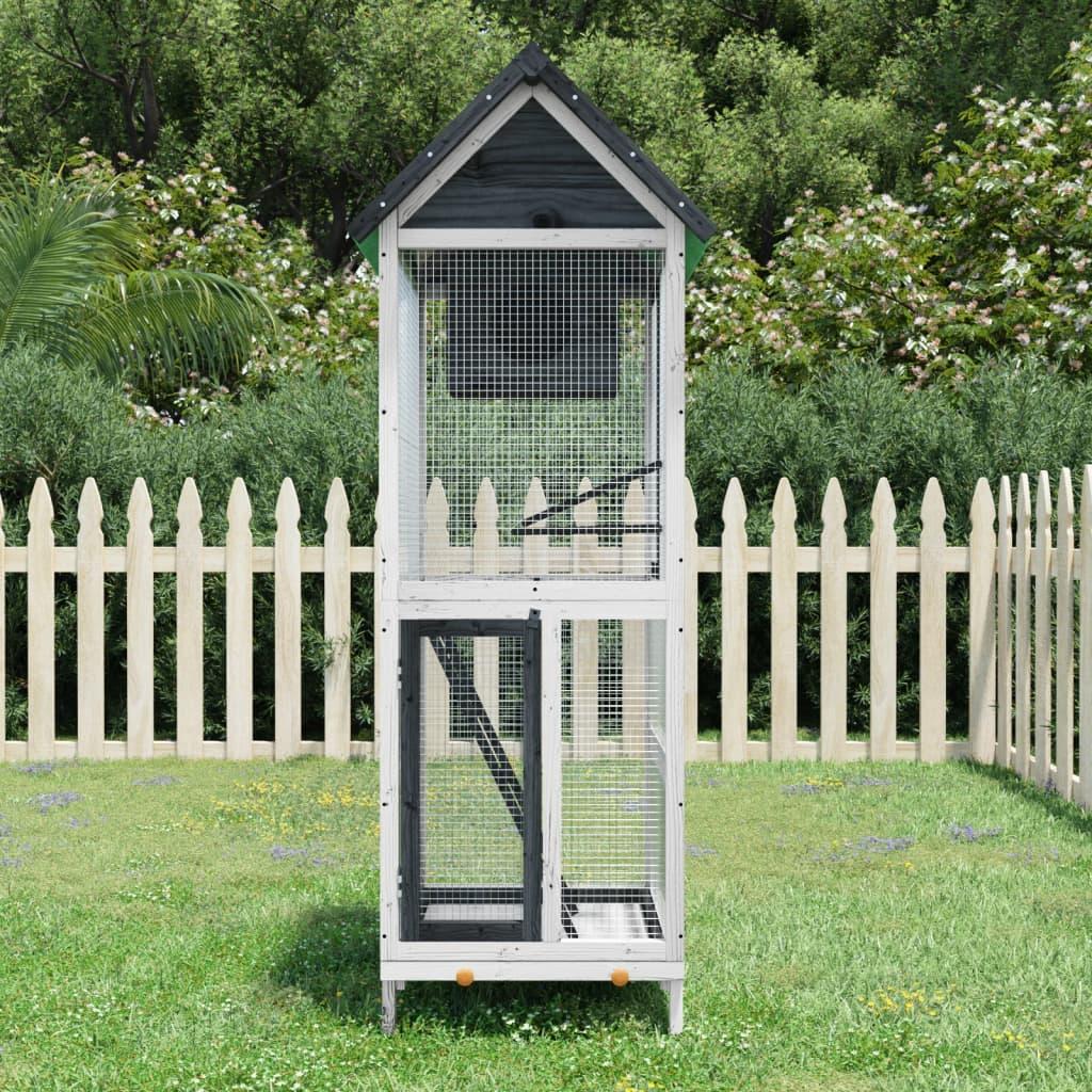 Fuglebur 60x58,5x160 cm massivt fyrretræ grå