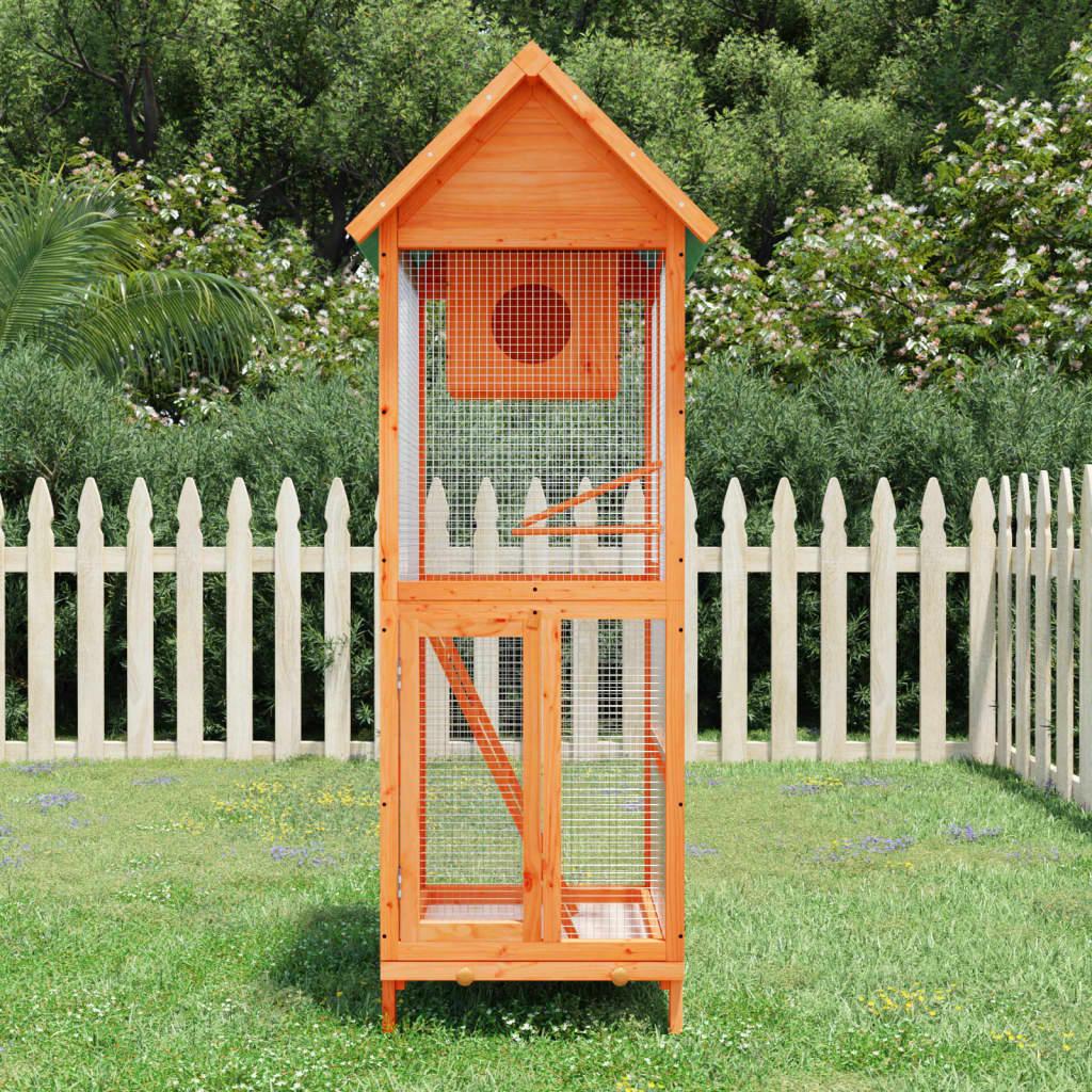 Fuglebur 60x58,5x160 cm massivt fyrretræ brun