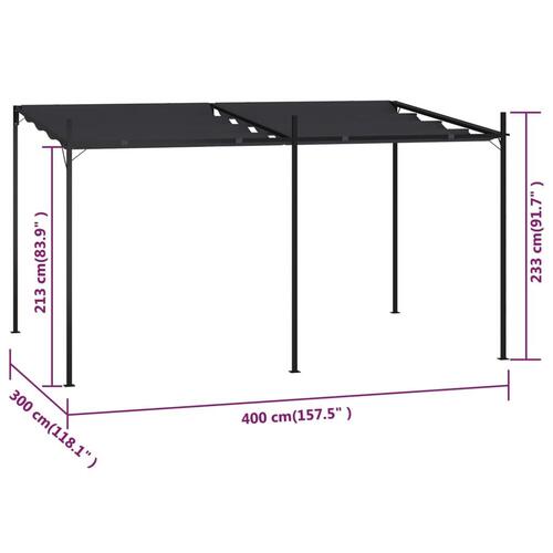 Havepavillon med udtrækkeligt tag 400x300x233 cm antracitgrå