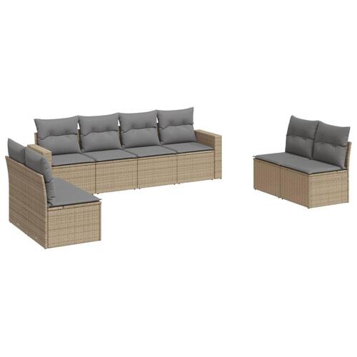 Sofasæt til haven 8 dele med hynder polyrattan beige
