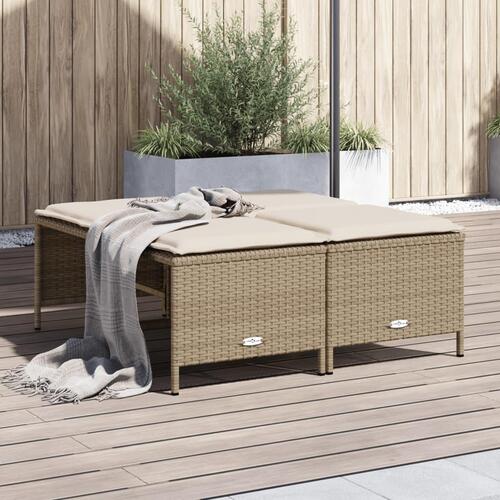 Haveskamler 4 stk. med hynder polyrattan beige