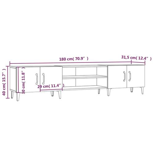 Tv-bord 180x31,5x40 cm konstrueret træ sonoma-eg